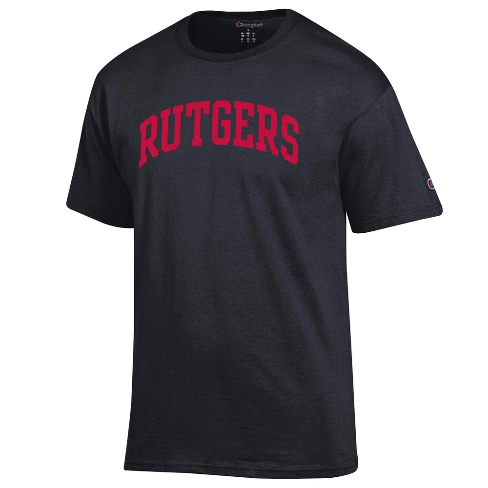 Men's Champion  Black Rutgers Scarlet Knights Basic Arch T-Shirt