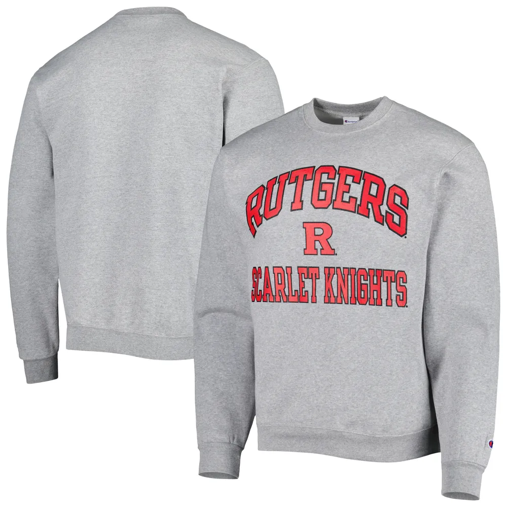 Men's Champion Heather Gray Rutgers Scarlet Knights High Motor Pullover Sweatshirt