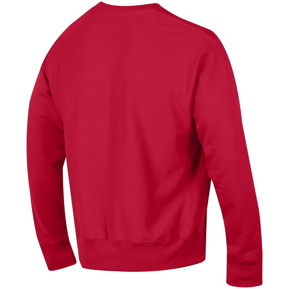 Men's Champion Scarlet Rutgers Knights Arch Reverse Weave Pullover Sweatshirt