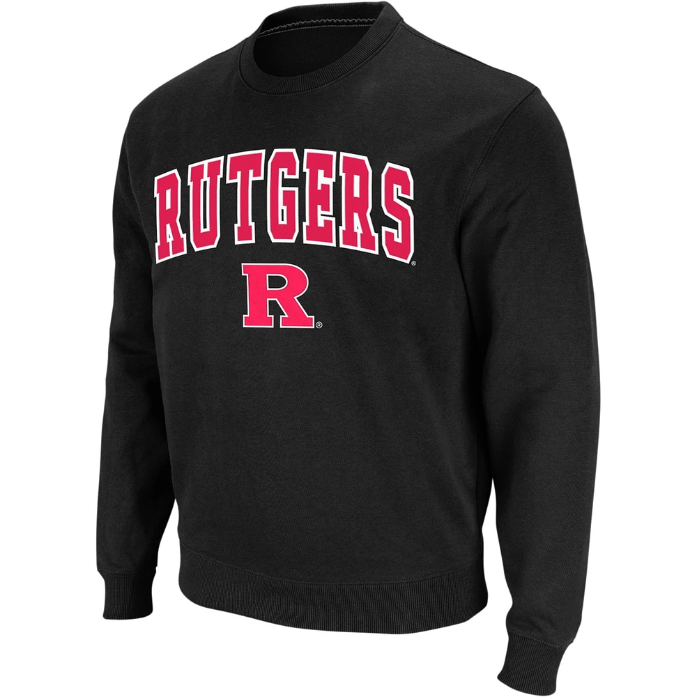 Colosseum Black Rutgers Scarlet Knights Arch & Logo Crew Neck Sweat-shirt pour homme