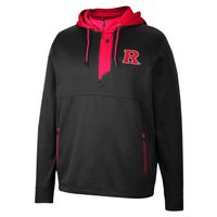 Men's Colosseum Black Rutgers Scarlet Knights Luge 3.0 Quarter-Zip Hoodie