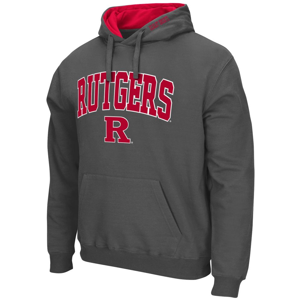 Men's Colosseum Charcoal Rutgers Scarlet Knights Arch & Logo 3.0 Pullover Hoodie