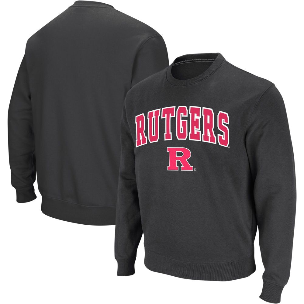 Men's Colosseum Charcoal Rutgers Scarlet Knights Arch & Logo Crew Neck Sweatshirt