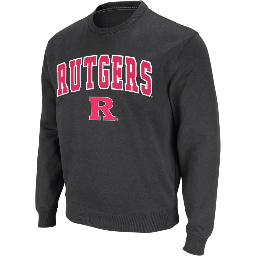 Men's Colosseum Charcoal Rutgers Scarlet Knights Arch & Logo Crew Neck Sweatshirt