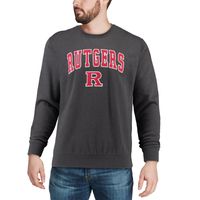 Men's Colosseum Charcoal Rutgers Scarlet Knights Arch & Logo Crew Neck Sweatshirt