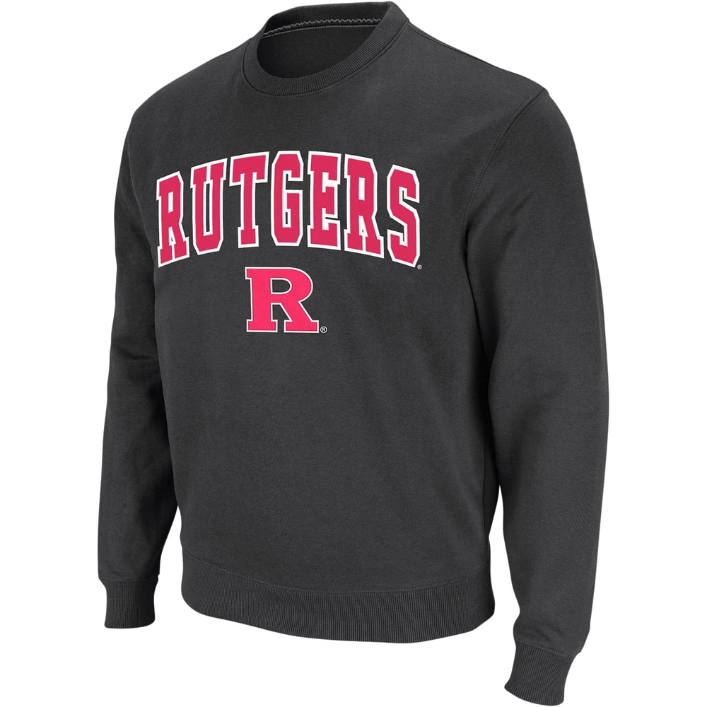 Colosseum Charcoal Rutgers Scarlet Knights Arch & Logo Sweat à col ras du cou pour homme