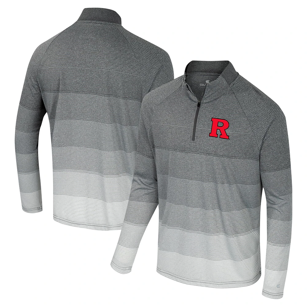 Coupe-vent à glissière quart de zip en maille rayée raglan gris Colosseum Rutgers Scarlet Knights AI pour hommes