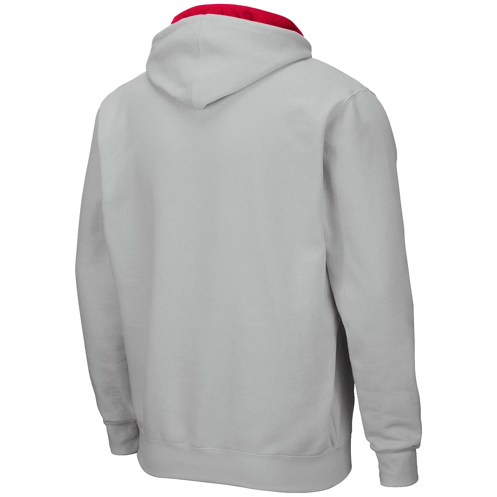 Men's Colosseum Gray Rutgers Scarlet Knights Arch & Logo 3.0 Full-Zip Hoodie