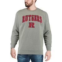 Men's Colosseum Heather Gray Rutgers Scarlet Knights Arch & Logo Crew Neck Sweatshirt