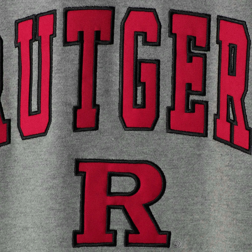 Men's Colosseum Heather Gray Rutgers Scarlet Knights Arch & Logo Crew Neck Sweatshirt