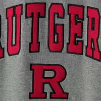 Men's Colosseum Heather Gray Rutgers Scarlet Knights Arch & Logo Crew Neck Sweatshirt