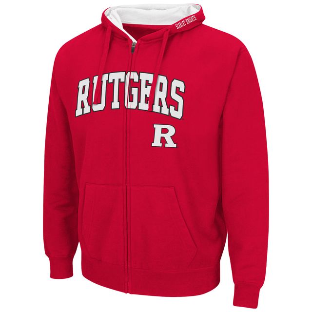 Colosseum Scarlet Rutgers Knights Arch & Logo 3.0 Sweat à capuche entièrement zippé pour homme