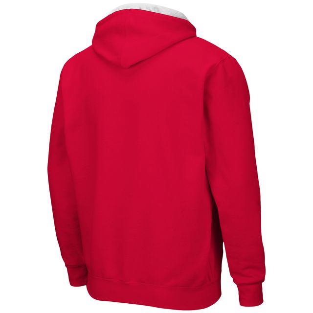 Colosseum Scarlet Rutgers Knights Arch & Logo 3.0 Sweat à capuche entièrement zippé pour homme