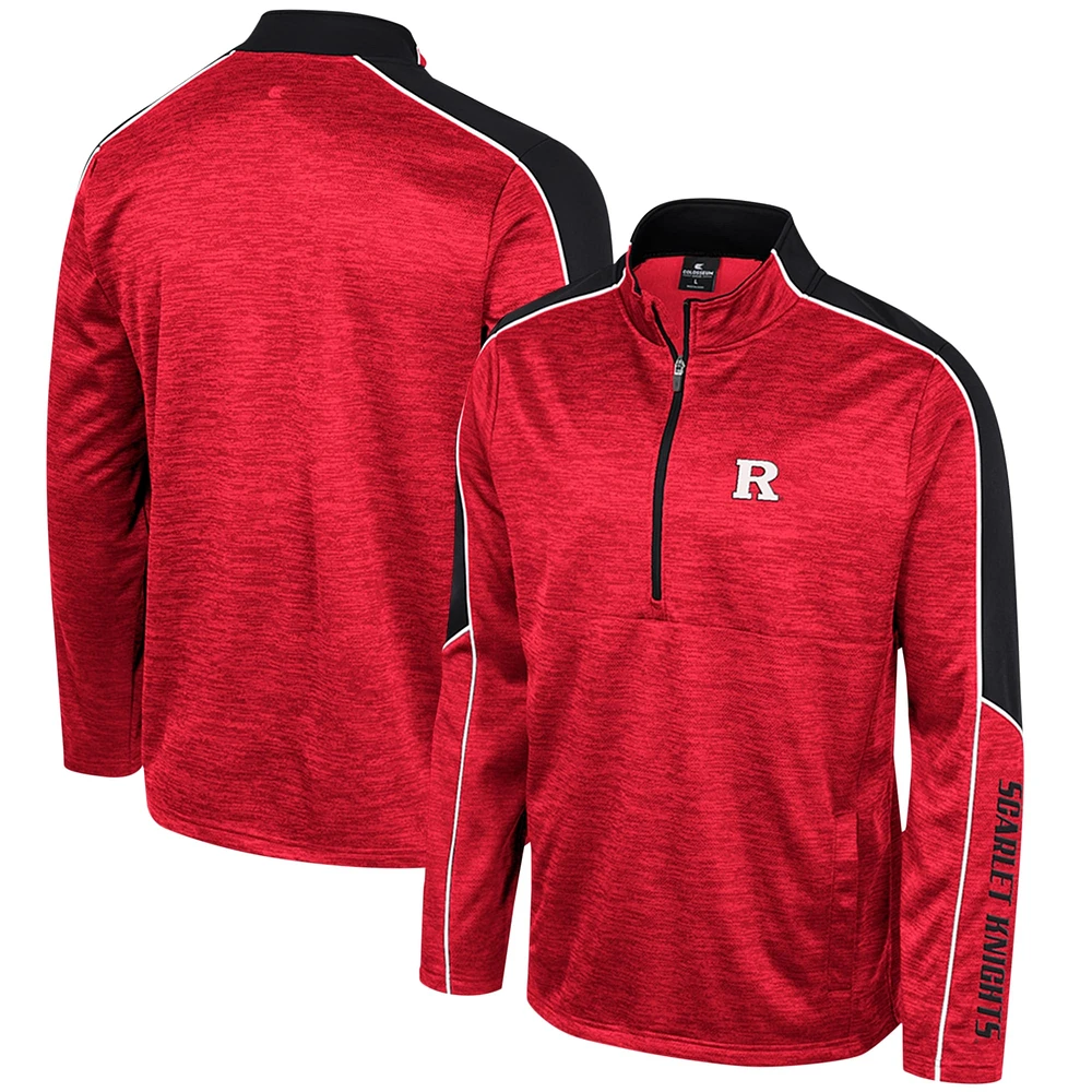 Men's Colosseum Scarlet Rutgers Knights Marled Half-Zip Jacket