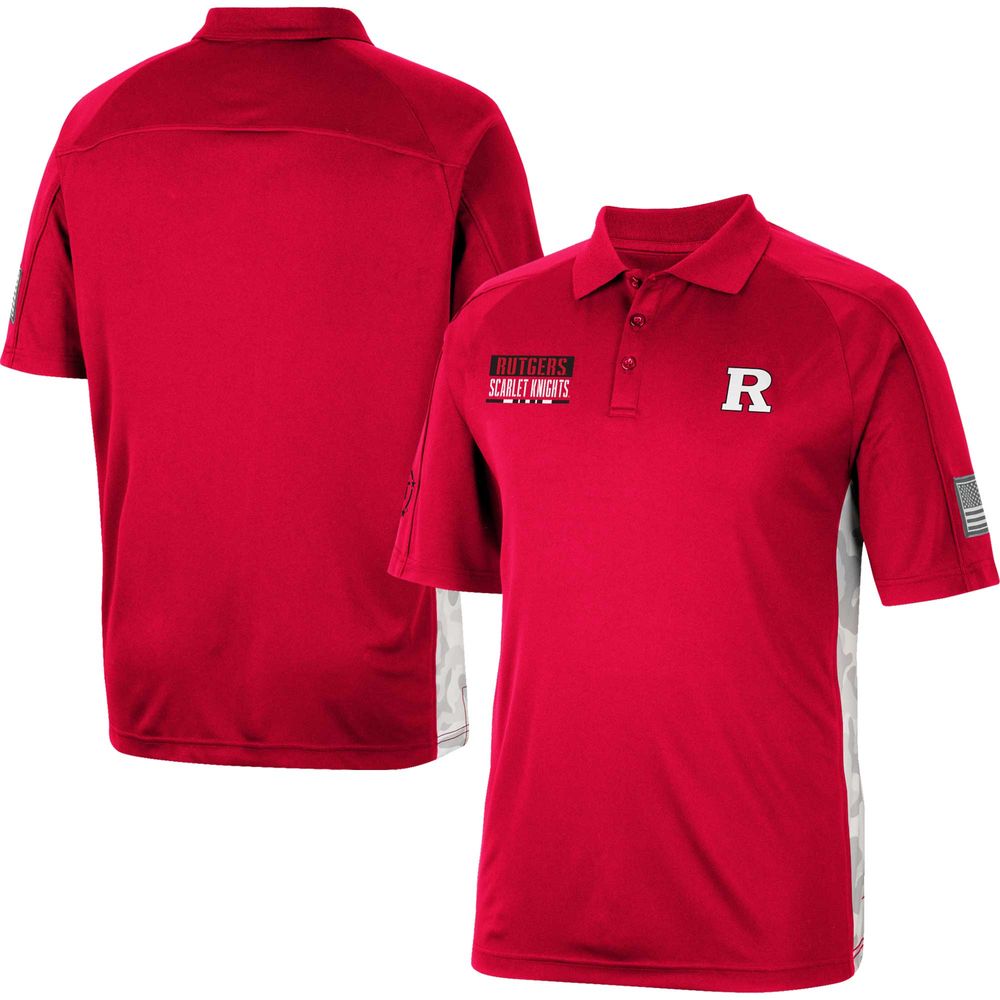 Men's Colosseum Scarlet Rutgers Knights OHT Military Appreciation Snow Camo Polo