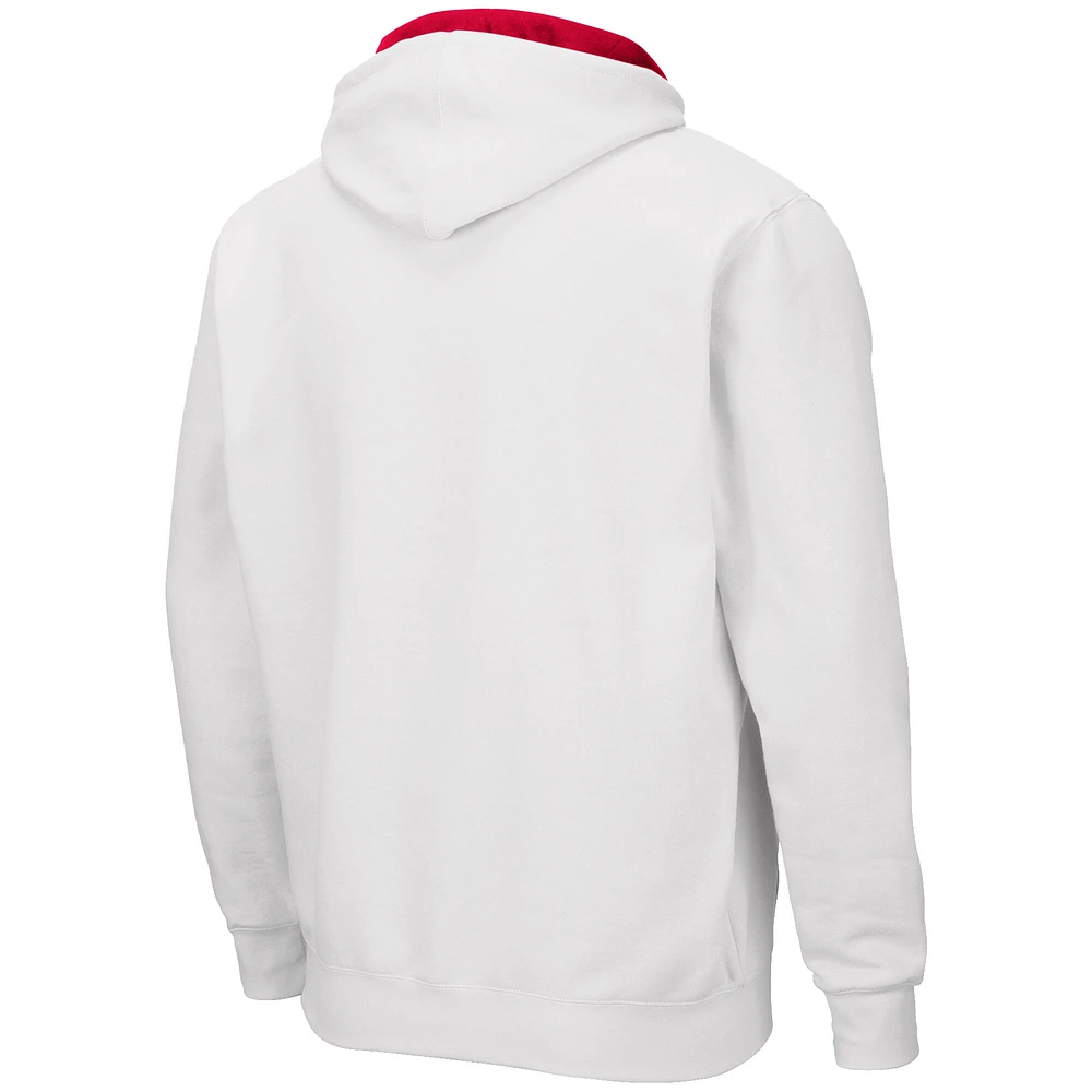 Colosseum White Rutgers Scarlet Knights Arch & Logo 3.0 Sweat à capuche entièrement zippé pour hommes