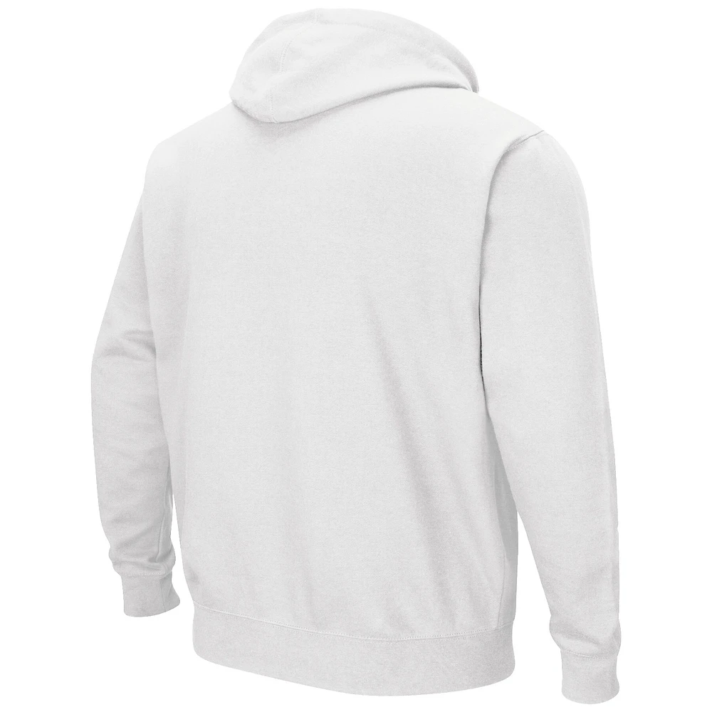 Men's Colosseum White Rutgers Scarlet Knights Arch & Logo 3.0 Pullover Hoodie