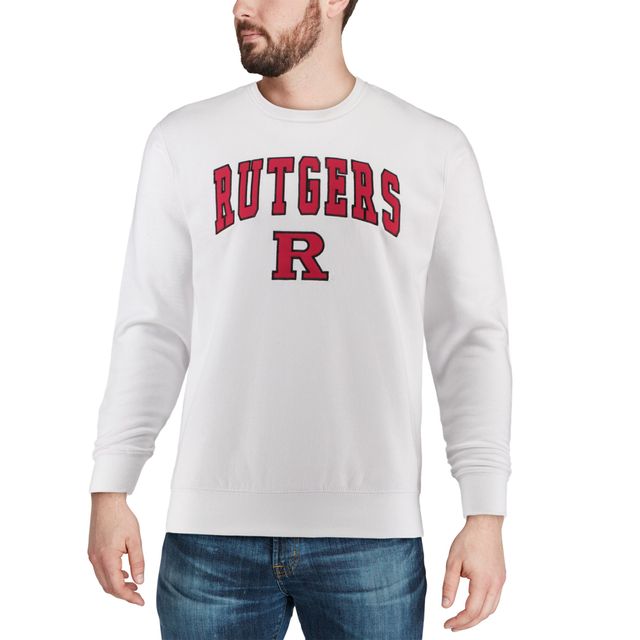 Colosseum pour homme Blanc Rutgers Scarlet Knights Arch & Logo Crew Neck Sweatshirt