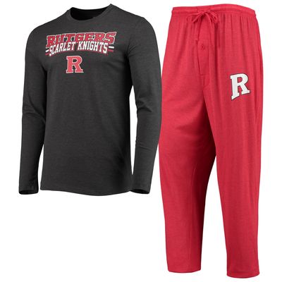 Men's Concepts Sport Scarlet/Heathered Charcoal Rutgers Scarlet Knights Meter Long Sleeve T-Shirt & Pants Sleep Set