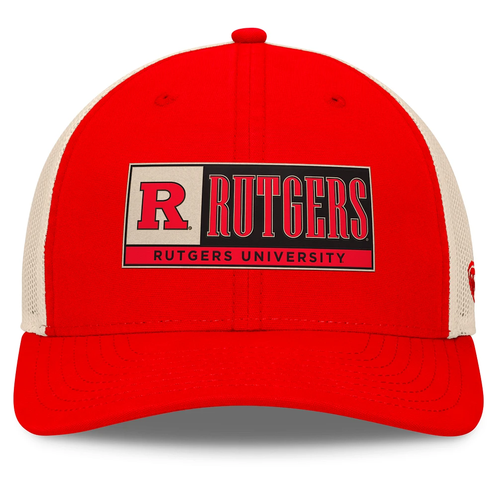 Men's Top of the World Scarlet/Natural Rutgers Scarlet Knights Bennett Trucker Adjustable Hat