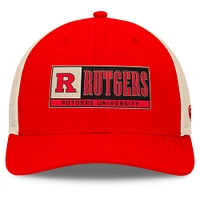 Casquette ajustable pour homme Top of the World Scarlet/Natural Rutgers Scarlet Knights Bennett Trucker