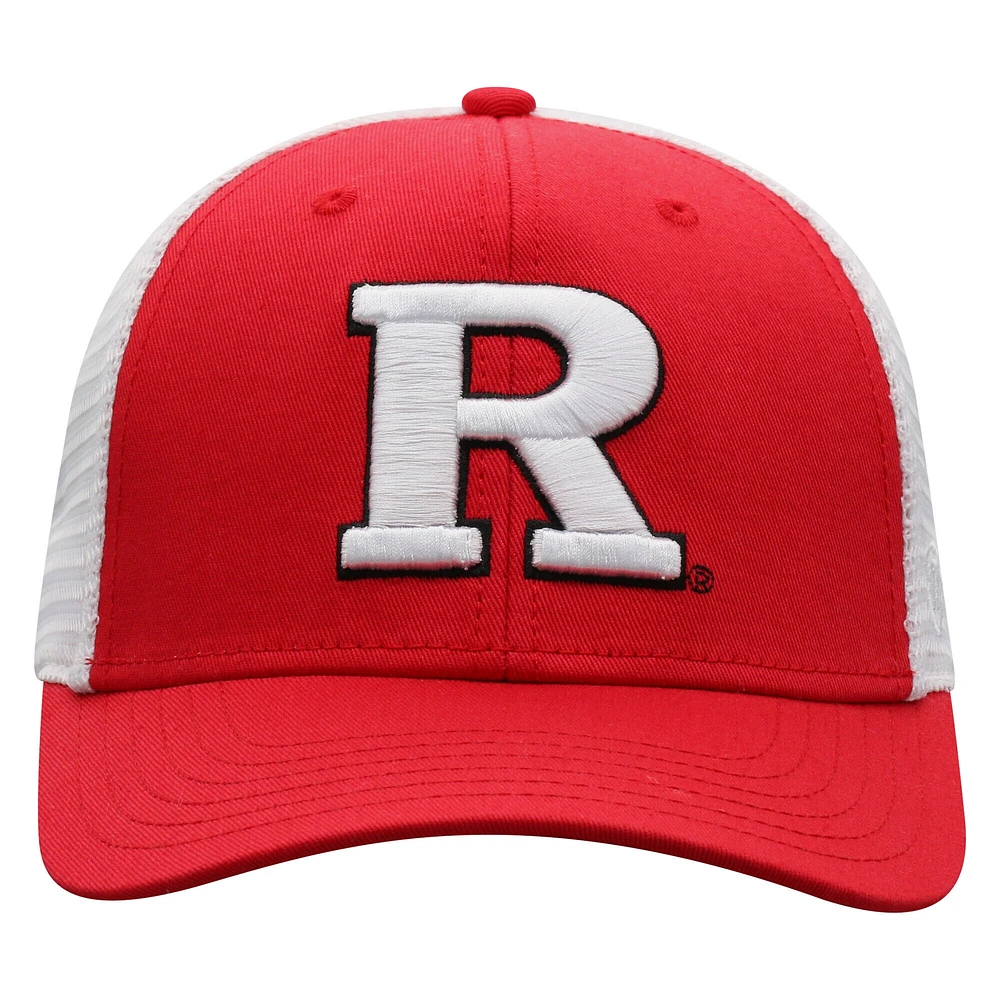Casquette de camionneur ajustable Top of the World Scarlet/White Rutgers Scarlet Knights Victory Baseline pour homme