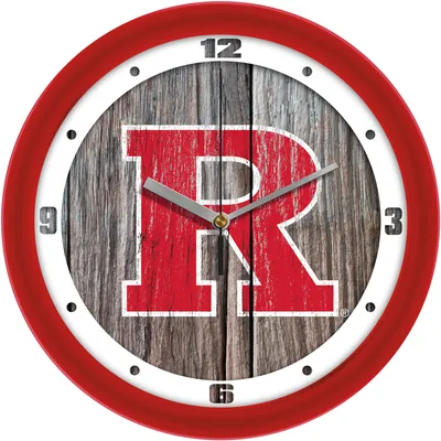 Rutgers Scarlet Knights 11.5'' Suntime Premium Glass Face Weathered Wood Wall Clock