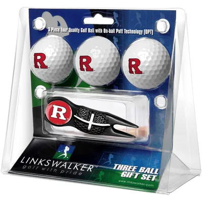 Rutgers Scarlet Knights 3-Pack Golf Ball Gift Set with Black Crosshair Divot Tool