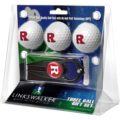 Rutgers Scarlet Knights 3-Pack Golf Ball Gift Set with Black Hat Trick Divot Tool