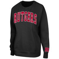 Women's Colosseum Black Rutgers Scarlet Knights Campanile Pullover Sweatshirt