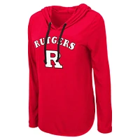 Women's Colosseum Scarlet Rutgers Knights My Lover Lightweight Hooded Long Sleeve T-Shirt