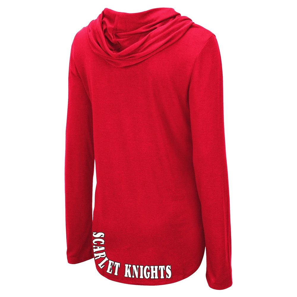 Women's Colosseum Scarlet Rutgers Knights My Lover Lightweight Hooded Long Sleeve T-Shirt