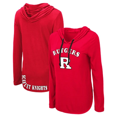 Women's Colosseum Scarlet Rutgers Knights My Lover Lightweight Hooded Long Sleeve T-Shirt