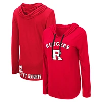 Women's Colosseum Scarlet Rutgers Knights My Lover Lightweight Hooded Long Sleeve T-Shirt