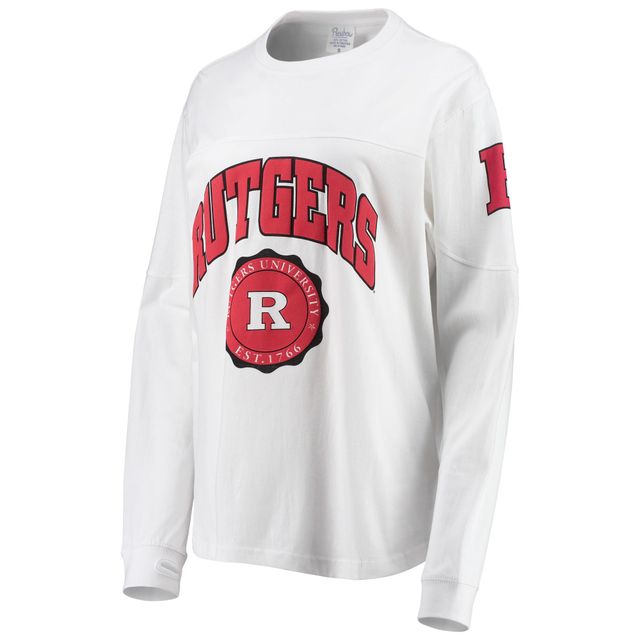 Pressbox Blanc Rutgers Scarlet Knights Edith T-shirt à manches longues pour femmes