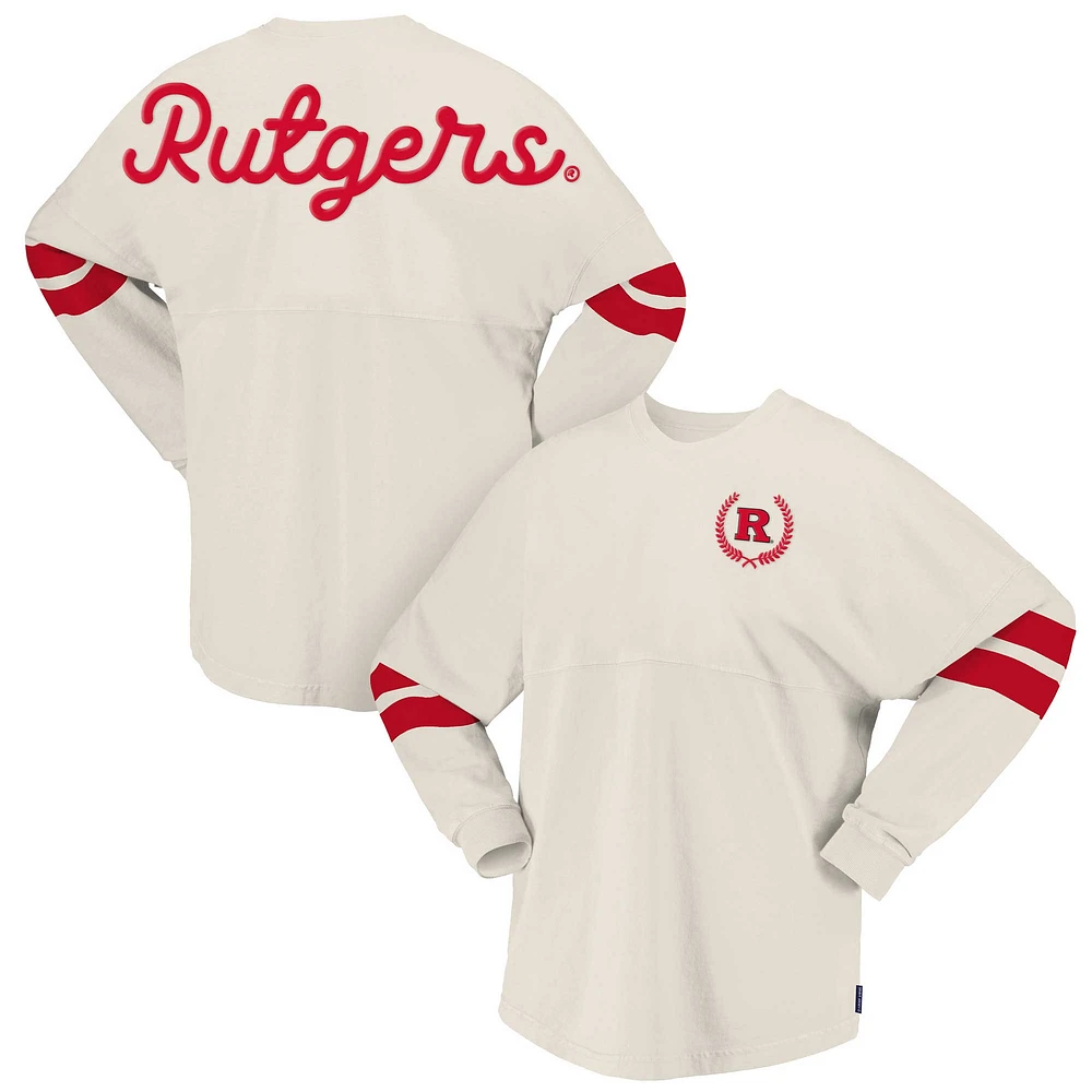 T-shirt surdimensionné en jersey Spirit pour femmes crème Rutgers Scarlet Knights