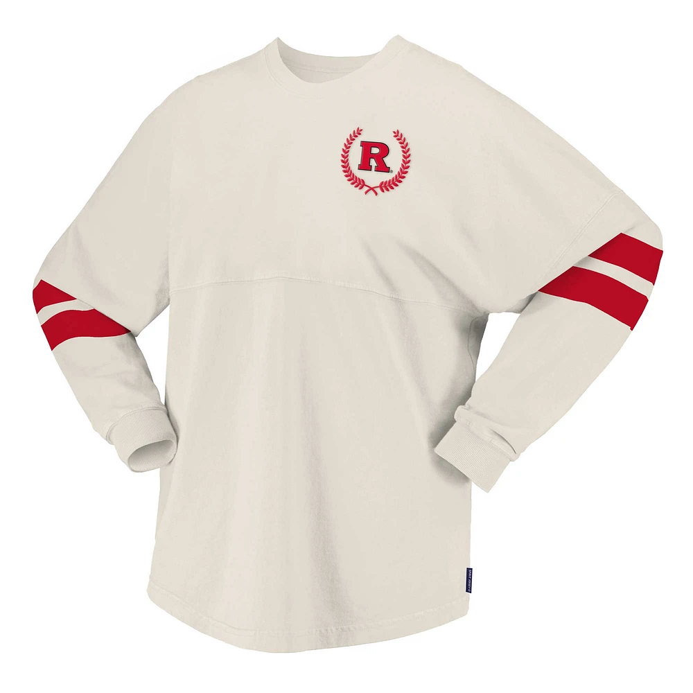 T-shirt surdimensionné en jersey Spirit pour femmes crème Rutgers Scarlet Knights