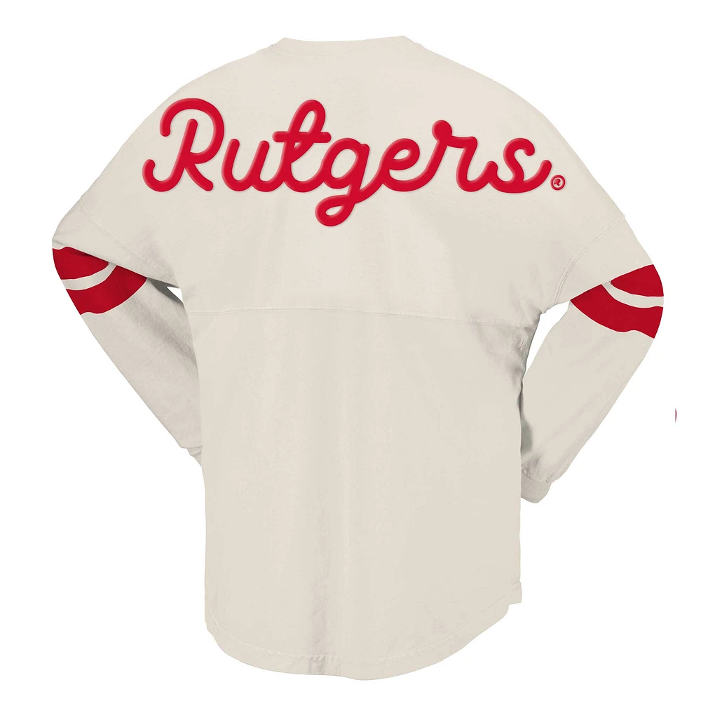 T-shirt surdimensionné en jersey Spirit pour femmes crème Rutgers Scarlet Knights