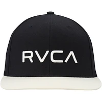 Casquette Snapback RVCA en sergé II noir/blanc pour hommes