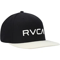 Casquette Snapback RVCA en sergé II noir/blanc pour hommes