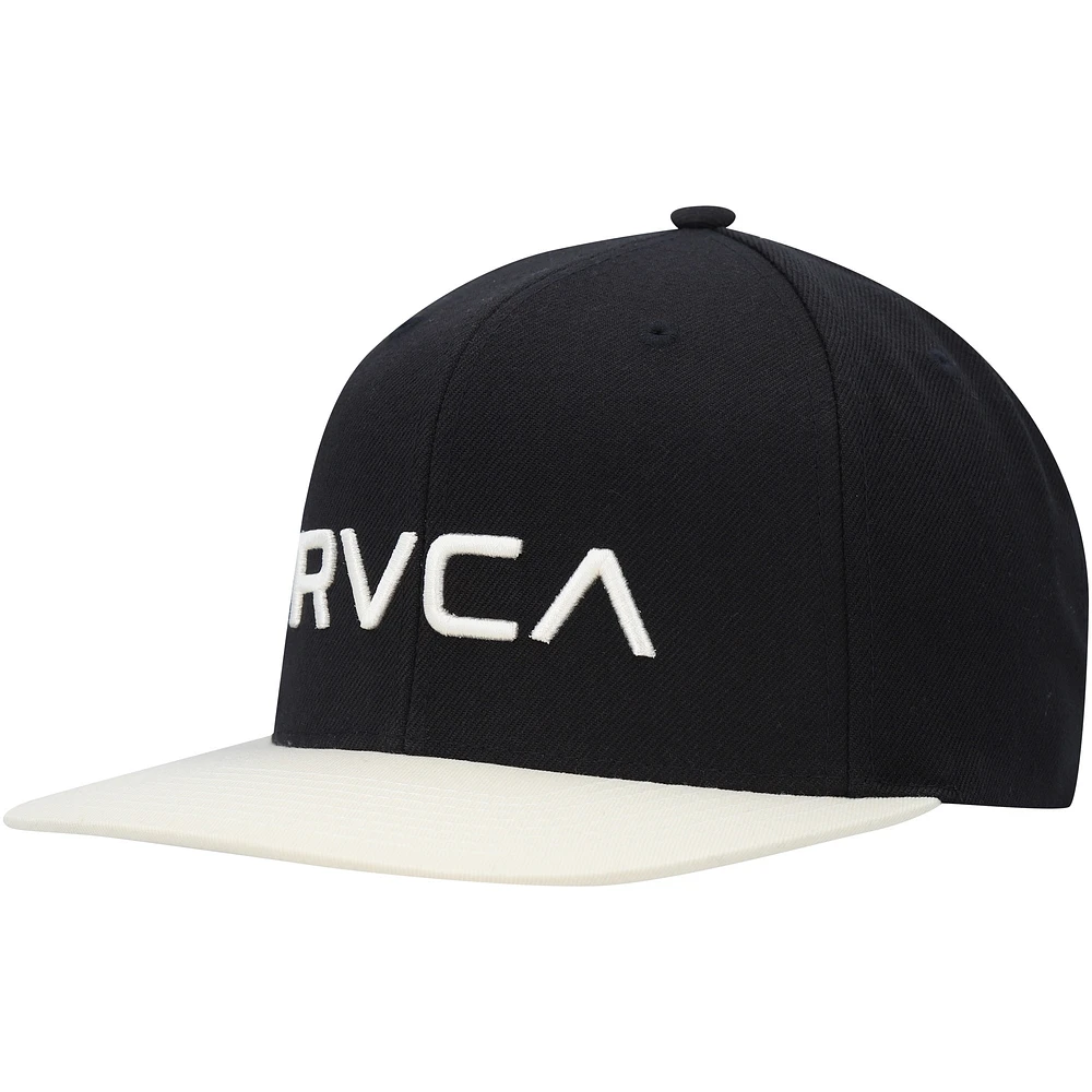 Casquette Snapback RVCA en sergé II noir/blanc pour hommes