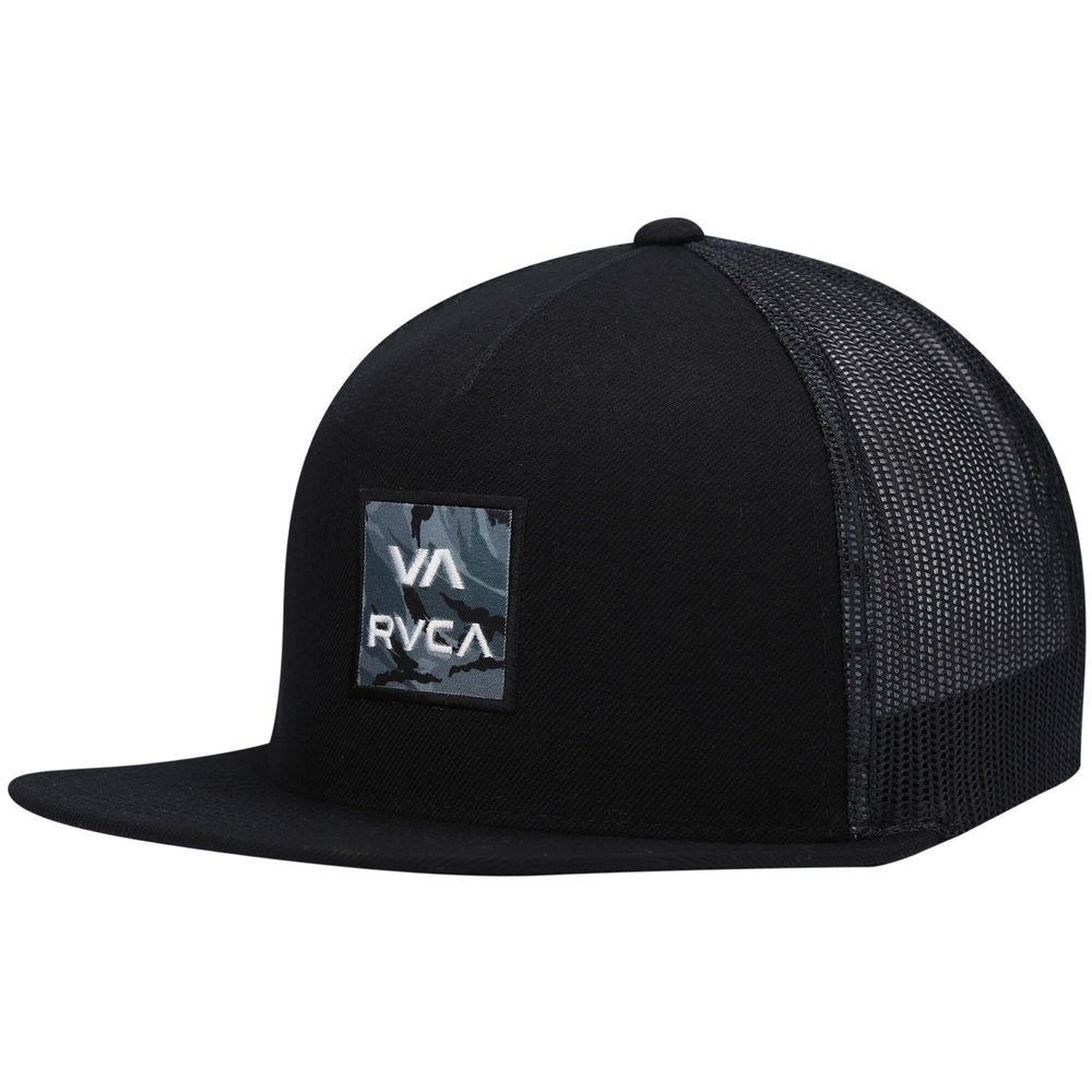 Men's RVCA Black VA ATW Print Trucker - Snapback Hat