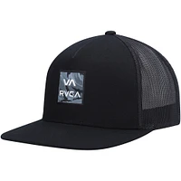 Casquette Snapback de camionneur imprimée RVCA noire avec mot-symbole VA ATW pour hommes