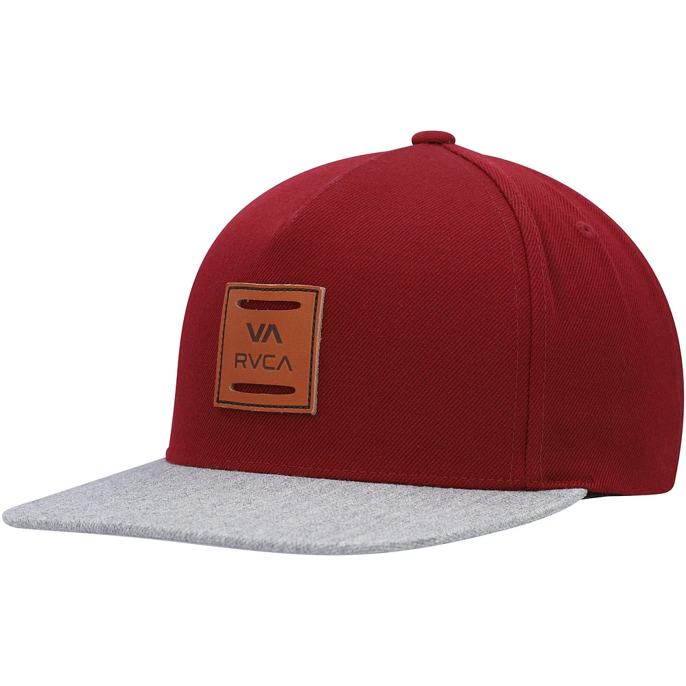 Casquette RVCA All The Way Snapback bordeaux/gris pour hommes