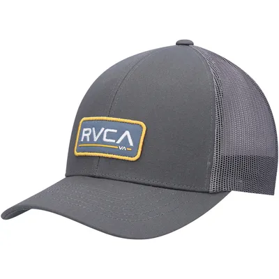 Men's RVCA Gray Logo Ticket Trucker III Snapback Hat