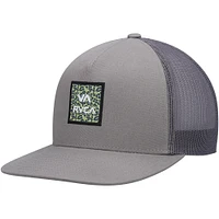 Casquette Snapback de camionneur imprimée RVCA gris avec mot-symbole VA ATW pour hommes