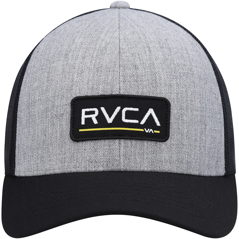 Men's RVCA Heathered Gray/Black Logo Ticket Trucker III - Snapback Hat