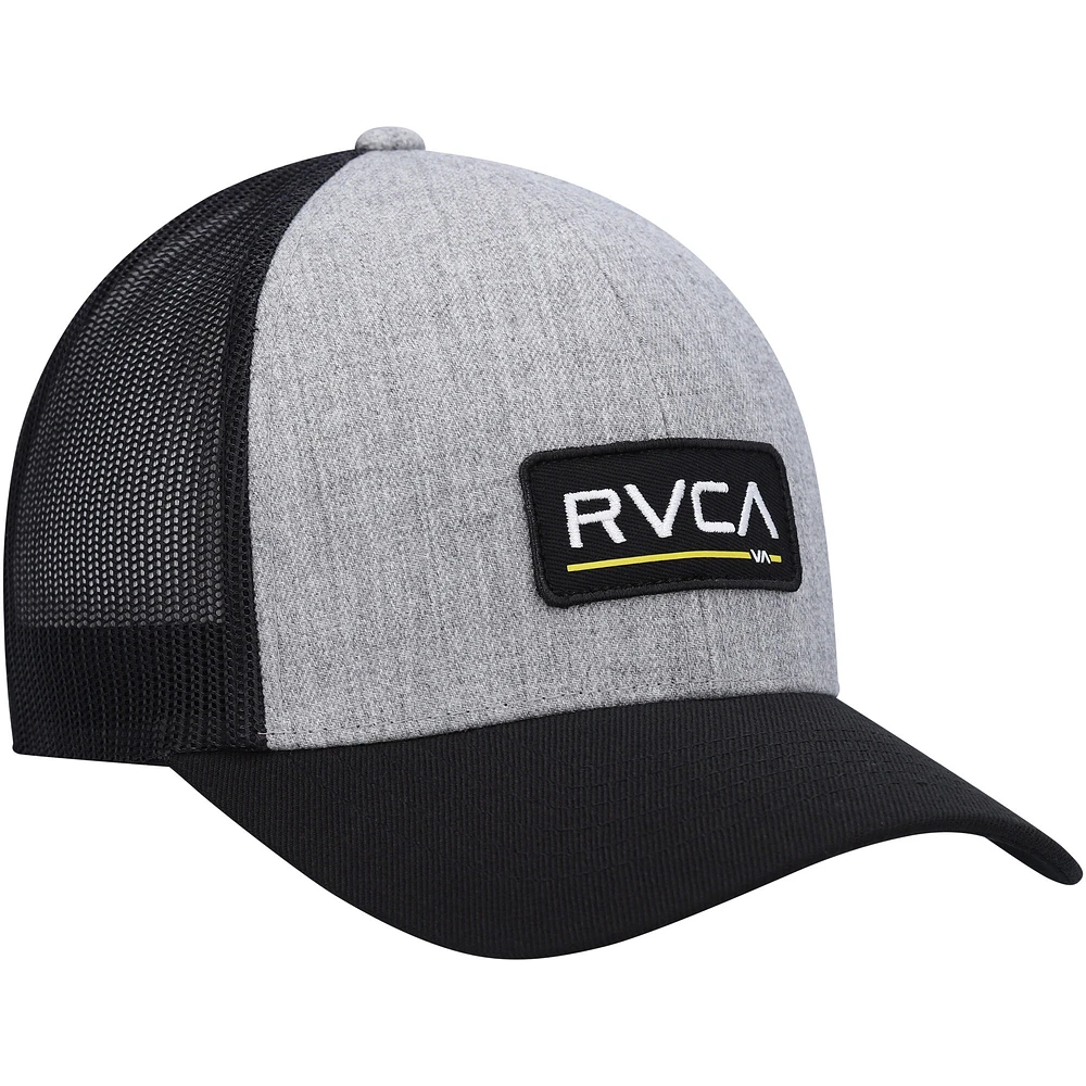 Men's RVCA Heathered Gray/Black Logo Ticket Trucker III - Snapback Hat