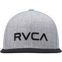 Hommes RVCA Heathered Grey/Black Twill II - Casquette Snapback