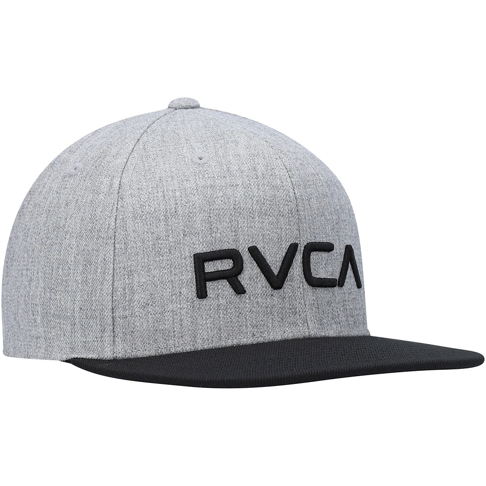 Hommes RVCA Heathered Grey/Black Twill II - Casquette Snapback